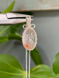 Image 1 of Silver Fire Quartz Oval Crystal Necklace