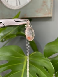 Image 2 of Silver Fire Quartz Oval Crystal Necklace