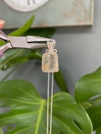 Image 5 of Silver Golden Rutile Rectangle Crystal Necklace