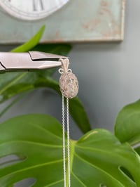 Image 2 of Silver Ocean Jasper Oval Unique Crystal necklace