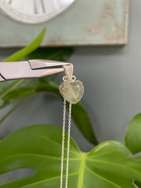 Image 2 of Silver Moss Agate Heart Crystal Necklace