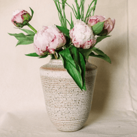 Image 1 of Large Ridge Vase - Speckled Pebble White