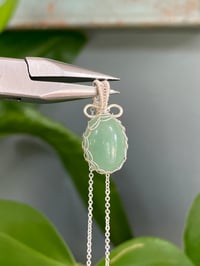 Image 1 of Silver Green Aventurine Oval Crystal Necklace