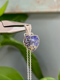 Image 1 of Silver Lapis Lazuli Heart Crystal Necklace