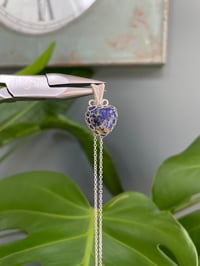 Image 4 of Silver Lapis Lazuli Heart Crystal Necklace