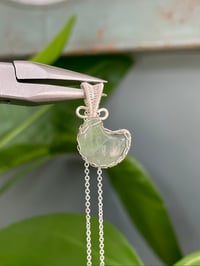 Image 1 of Silver Green Fluorite Moon Crystal Necklace