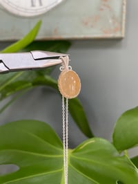 Image 3 of Silver Golden Rutile Oval Crystal Necklace
