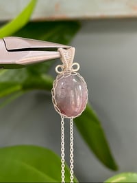 Image 1 of Silver Ocean Jasper Oval Crystal  Necklace