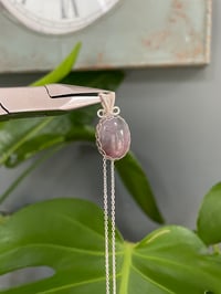Image 3 of Silver Ocean Jasper Oval Crystal  Necklace