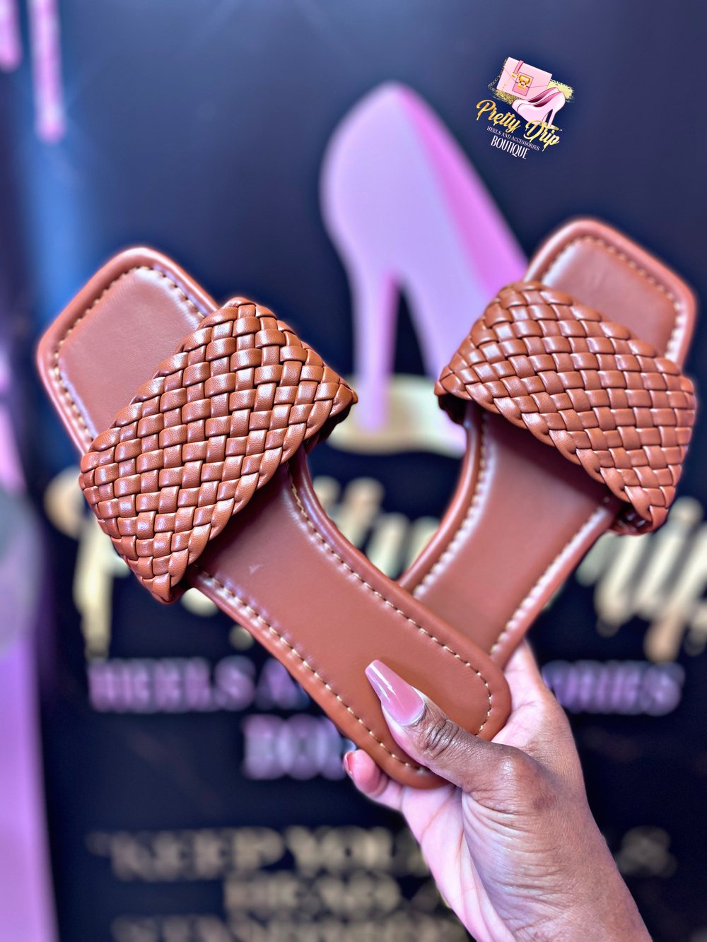 Braided Brown Slides