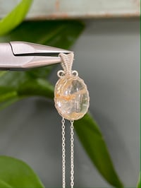 Image 1 of Silver Golden Healer Oval Crystal Necklace