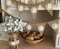 Image 1 of #19 Rustic Christmas Bunting - 10 Flags White tree
