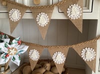 Image 2 of #19 Rustic Christmas Bunting - 10 Flags White tree