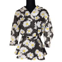 Image 1 of Vintage Handmade Daisy Print Peplum Top - Size S/M 
