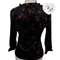 Image 3 of L'EST ROSE Black Floral Velvety Top