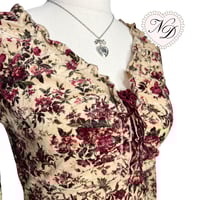Image 2 of L'EST ROSE Beige Floral Velvety Top