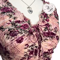 Image 2 of L'EST ROSE Floral Plaid Velvety Top