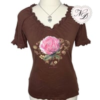 Image 1 of L'EST ROSE Brown Floral Print Top