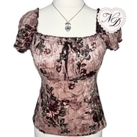 Image 1 of L'EST ROSE Floral Velvety Milkmaid Top
