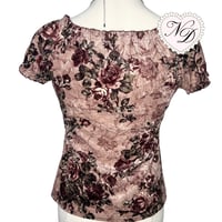 Image 3 of L'EST ROSE Floral Velvety Milkmaid Top