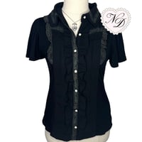 Image 1 of Axes Femme Black Buttoned Blouse Top
