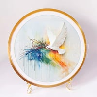 Customized Hi-definition Micro-spray Christian Painting Tondo (aluminum frame, metal stand)