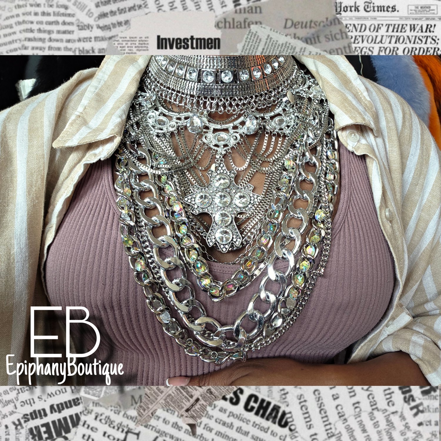 Image of The De'lyn Goddess Cross Neckpiece: Long