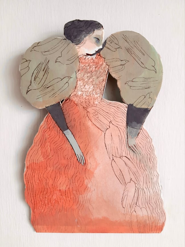 SALE Bird Lady ~ Make your own story ~ wall hanging