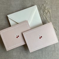 Image 3 of sweet cherry thank you card note card with matching envelope Sets of 6