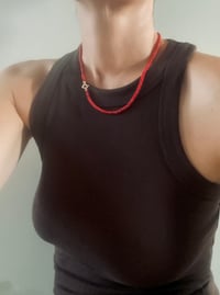 Image 3 of MEDIUM CORAL FLAT BEAD NECKLACE