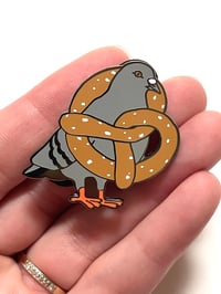 Image 2 of Pretzel Pigeon Enamel Pin