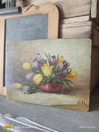 Image 1 of Peinture à l'huile, bouquet de tulipes.