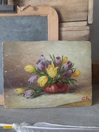 Image 2 of Peinture à l'huile, bouquet de tulipes.