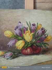 Image 3 of Peinture à l'huile, bouquet de tulipes.