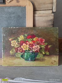Image 1 of Peinture à l'huile, bouquet de capucines 