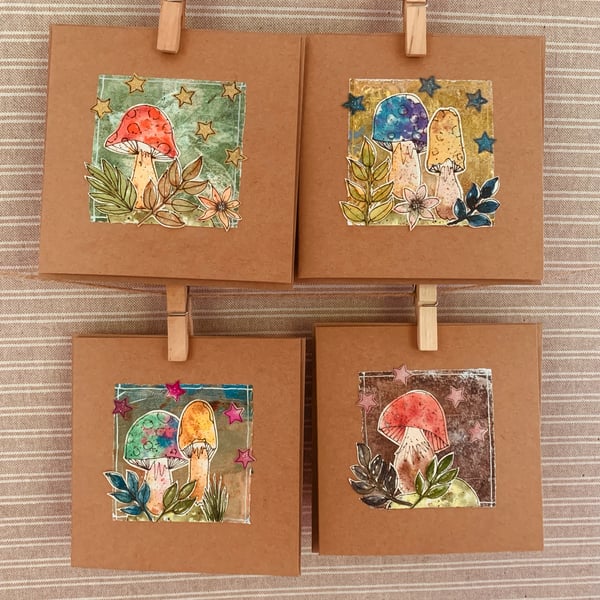 Image of 4 Hand Painted Cards #B9