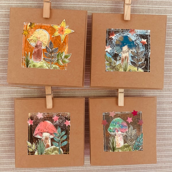 Image of 4 Hand Painted Cards #B10