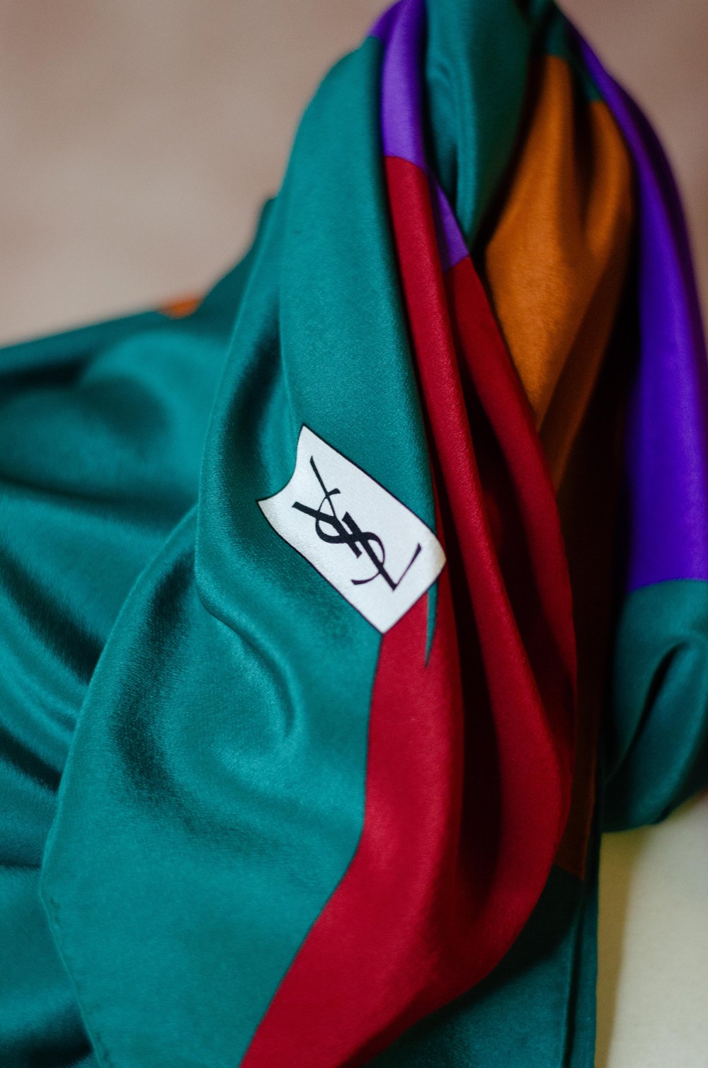Image of Vintage YSL Abstract Color Splash Silk Scarf