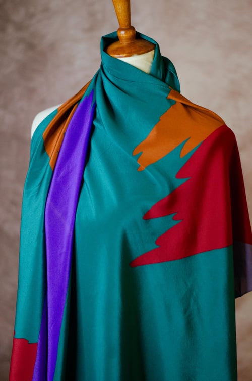 Image of Vintage YSL Abstract Color Splash Silk Scarf
