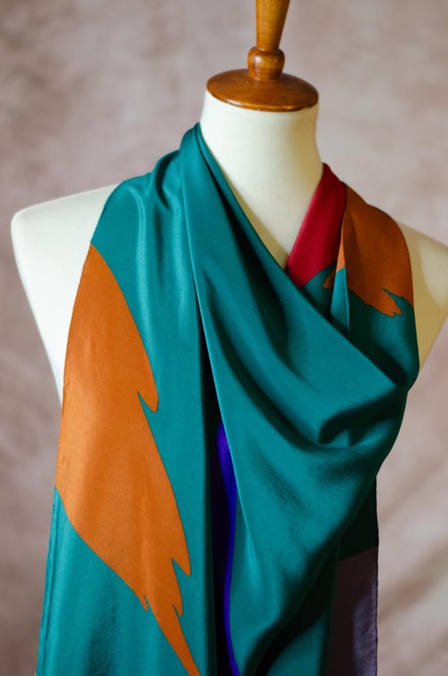 Image of Vintage YSL Abstract Color Splash Silk Scarf