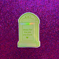 Image 1 of Business Casual Holographic Tombstone Sticker