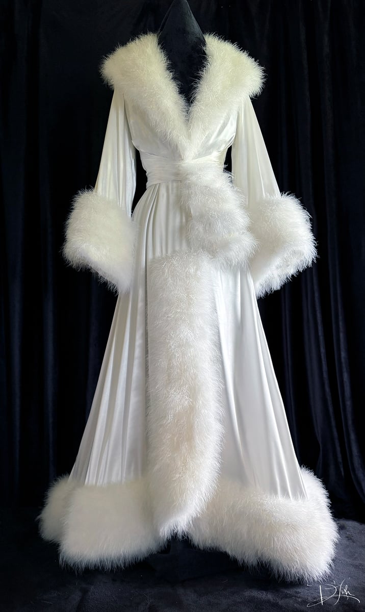 Ivory/Off-White "Dominique" Dressing Gown Sizes: XS, S, M, L, XL | Catherine D'Lish: Boudoir by D'Lish Ivory/Off-White "Dominique" Dressing Gown Sizes: XS, S, M, L, XL | Catherine D'Lish: Boudoir by D'Lish