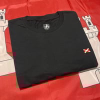 Image 4 of Embroidered Red Saltire T-Shirt (Black)