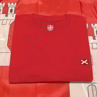 Image 1 of Embroidered Red Saltire T-Shirt (Red)