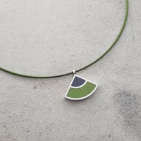 Image 1 of Small New Quarter Pendant in Grey with Soft Earthy Green