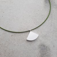 Image 3 of Small New Quarter Pendant in Grey with Soft Earthy Green