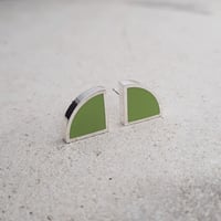 Image 3 of Small New Quarter Studs in Soft Earthy Green