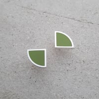 Image 2 of Small New Quarter Studs in Soft Earthy Green