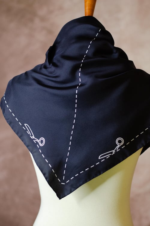 Image of Vintage Moschino Scissors & Seams Silk Scarf