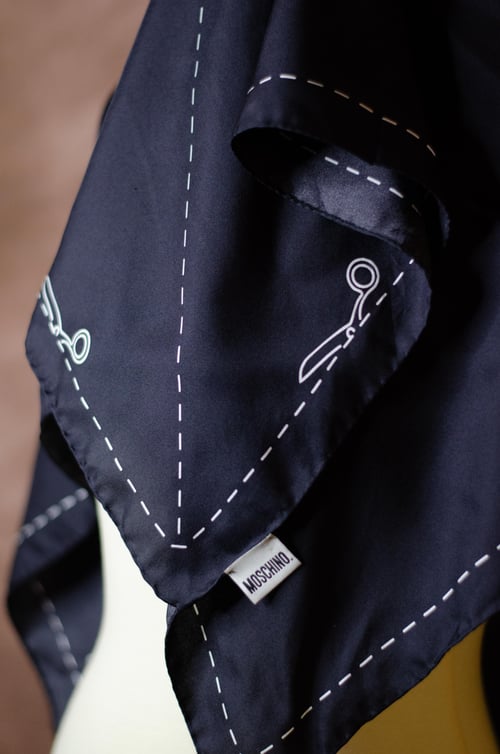 Image of Vintage Moschino Scissors & Seams Silk Scarf